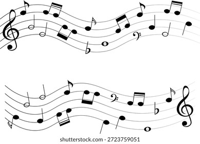 Conjunto de notas musicales, Ilustración vectorial.