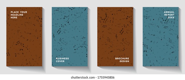 Music notes and shadow. Abstract musical background. Music album cover.  Mensural musical notation.