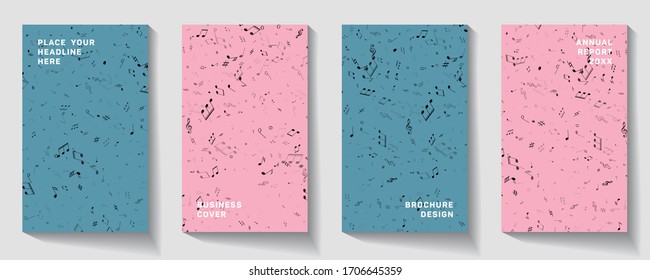 Music notes and shadow. Vector music note background design. Music album cover.  Mensural musical notation.