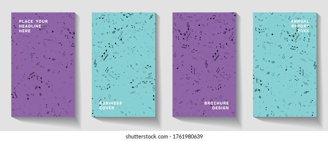 Music notes and shadow. Vector music note background design. Music album cover.  Karaoke bar poster.