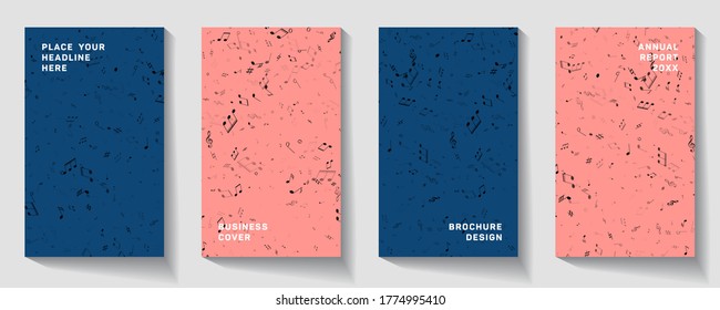 Music notes and shadow. Vector music note background design. Music album cover.  Karaoke bar poster.
