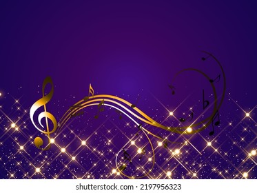 Music Notes And Shadow.Abstract Musical Background. Vector Illustration.Mensural Musical Notation.Black Notes Symbols.Note Value.Music Staff.
