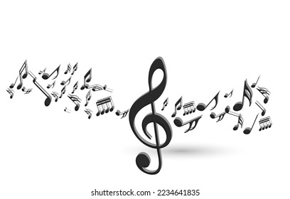 Musik und Schatten.Abstrakter musikalischer Hintergrund. Vektorgrafik.Mensural musikalische Notation.Black Notes symbole.Note value.Music-Mitarbeiter.
