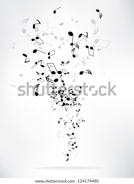 音楽の音符と影 抽象的な音楽の背景 ベクターイラスト メンシュラル