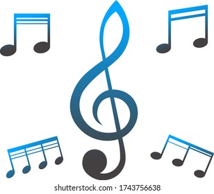 Music notes sign icon. Musical symbol. Blurred gradient design element