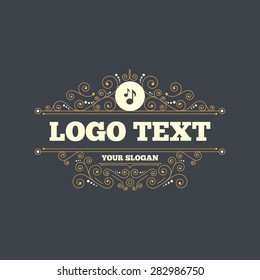 Music notes sign icon. Musical symbol. Flourishes calligraphic ornament. Vector