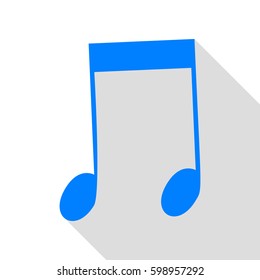 Music notes sign illustration. Vector. Azure icon with flat style shadow path on white background.