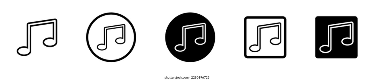 Señal de notas musicales. Conjunto musical de símbolos para el diseño web. Música nota ilustración vectorial de estilo plano.