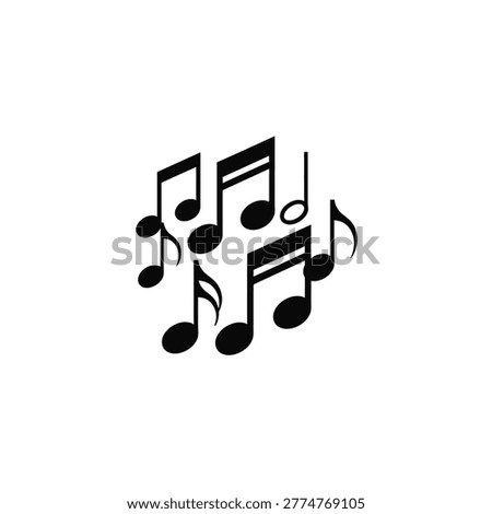 Music notes simple black icon melody sound song tune musical.