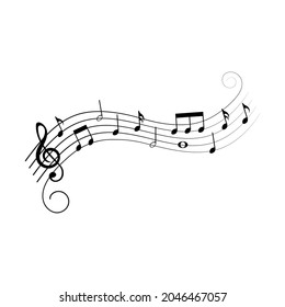 Music notes, simple black isolated musical design, vector illustration.