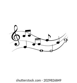 Music notes, simple black musical element, vector illustration.