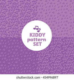 music notes simple bright color pattern motif for kids. vector background with childish shape icon.