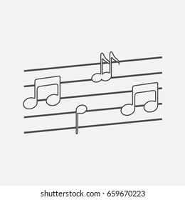 Music notes simple icon. Contour illustration.