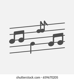 Music notes simple icon. Monochrome illustration.