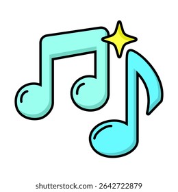 Música notas música colorido chave melodia ícone símbolo musical no fundo branco. Faixa de voz criativa para entretenimento por voz. Ilustração de vetor 3D. Design mínimo de elementos de estilo de desenho animado.
