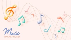 Music Notes, Song, Melody Or Tune 3d Realistic Vector Icon For Musical Apps And Websites Background Vector Illustration
