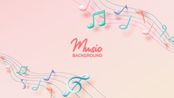 Music Notes, Song, Melody Or Tune 3d Realistic Vector Icon For Musical Apps And Websites Background Vector Illustration