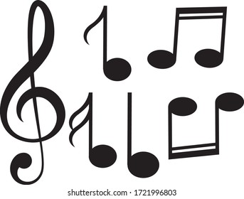 Music Notes, Song, Melody Or Tune Flat Vector Icon For Musical Apps And Websites.