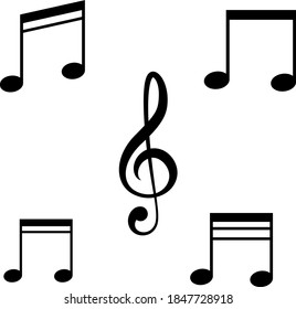 Music notes, song, melody or tune flat vector icon for musical apps and websites.