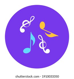 
Music notes, song, melody or tune flat vector icon for musical apps and websites