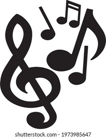 Music notes, song, melody or tune flat vector icon for musical apps and websites


