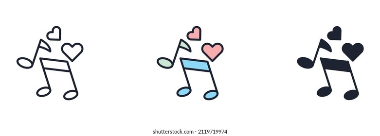 Music notes, song, melody or tune icon symbol template for graphic and web design collection logo vector illustration