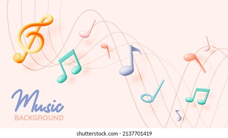 Music notes, song, melody or tune 3d realistic vector icon for musical apps and websites background vector illustration - Shutterstock ID 2137701419