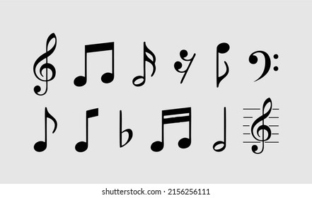 Music notes, song, melody or tune flat vector icon