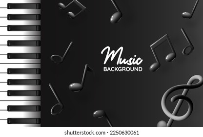 Music notes, song, melody or tune 3d realistic vector icon for musical apps and websites background vector illustration