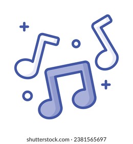 Music notes, song, melody or tune flat vector icon for musical apps and websites, trendy design