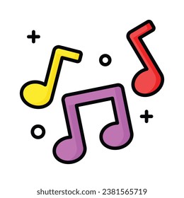 Music notes, song, melody or tune flat vector icon for musical apps and websites, trendy design