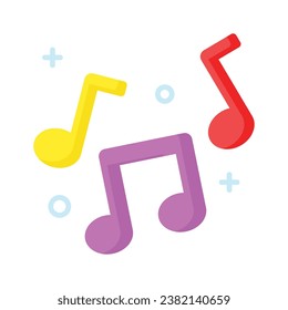 Music notes, song, melody or tune flat vector icon for musical apps and websites, trendy design