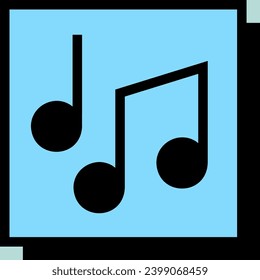 Music notes, song, melody or tune vector neo-brutalism icon. Graph symbol for music and sound web site and apps design, logo, app, UI