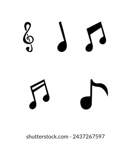 Music notes, song, melody or tune flat vector icon for musical apps and websites
