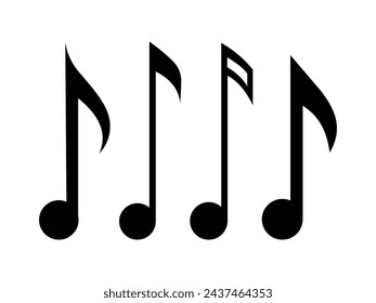 Music notes song melody or tune. black isolated white background