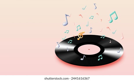 Music notes, song, melody or tune 3d realistic vector icon for musical apps and websites background vector illustration