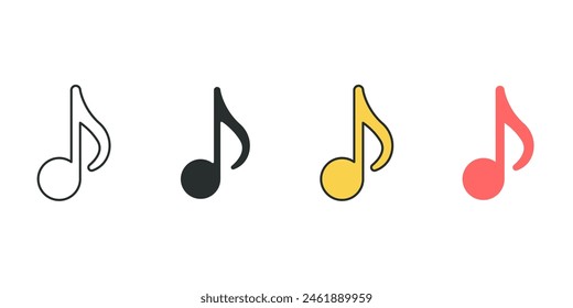 Music notes, song, melody or tune Icon symbol vector illustration isolated on white background