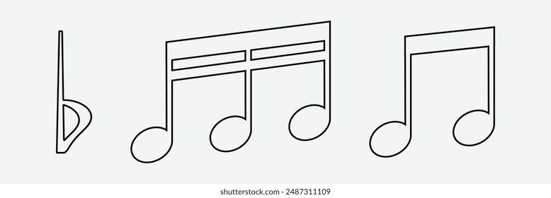 Music notes, song, melody or tune flat vector icon for musical apps and websites. Music icon. Music note icon. 