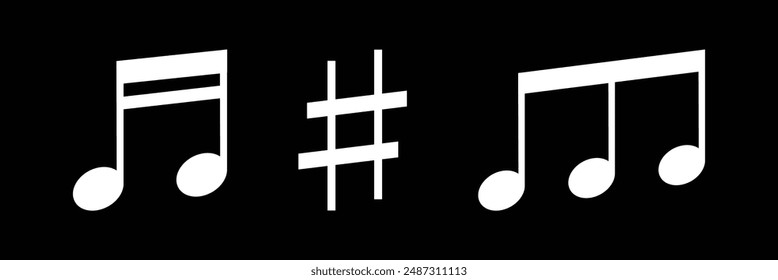 Music notes, song, melody or tune flat vector icon for musical apps and websites. Music icon. Music note icon. 