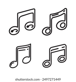 Notas musicales, canciones, melodías o afinar el ícono de Vector plano para App musicales y Sitios web