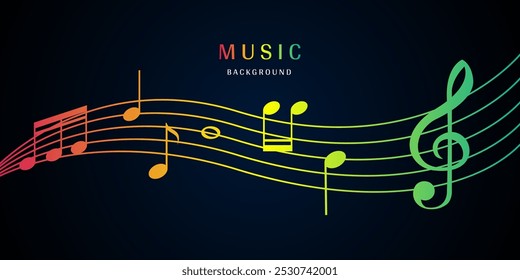 Notas musicais, música, melodia ou sintonia neon ícone vetorial realista para aplicativos musicais e sites ilustração vetorial de fundo