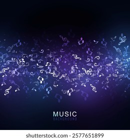 Music notes, song, melody or tune neon realistic vector icon for musical apps and websites background vector illustration
