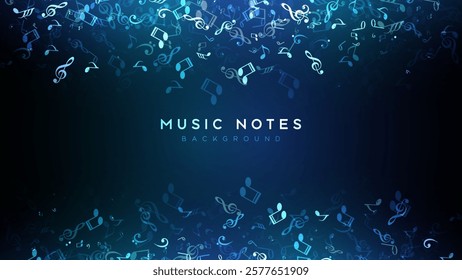 Music notes, song, melody or tune neon realistic vector icon for musical apps and websites background vector illustration
