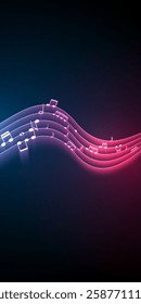 Music notes, song, melody or tune neon realistic vector icon for musical apps and websites background vector illustration
