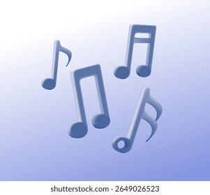 Notas de música, música, melodia ou melodia em 3D renderizam o ícone vetorial para aplicativos musicais e sites. Conjunto de Notas Musicais e Símbolos Clef. Vetor de Ícone de Música Simples