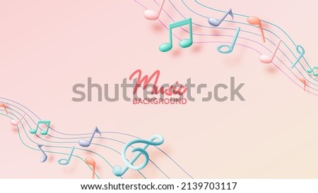 Music notes, song, melody or tune 3d realistic vector icon for musical apps and websites background vector illustration