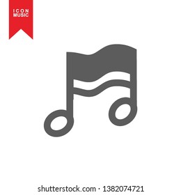 Music notes, song, sound icon, melody or tune flat vector icon for musical apps and websites - Vector
