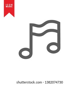 Music notes, song, sound icon, melody or tune flat vector icon for musical apps and websites - Vector
