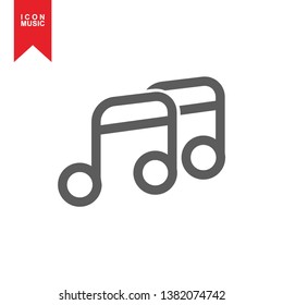 Music notes, song, sound icon, melody or tune flat vector icon for musical apps and websites - Vector
