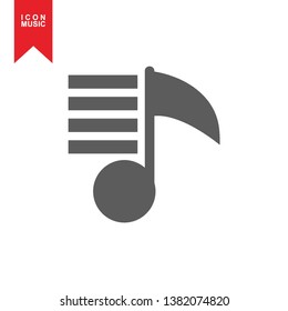 Music notes, song, sound icon, melody or tune flat vector icon for musical apps and websites - Vector
